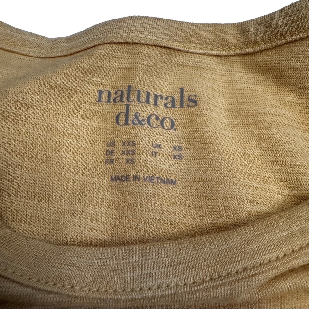 d&co Naturals Mustard Yellow Ruffle Top Size XXS Short Sleeve Natural Materials - Picture 5 of 8